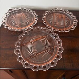 Vintage Lace Pink Glass Plates